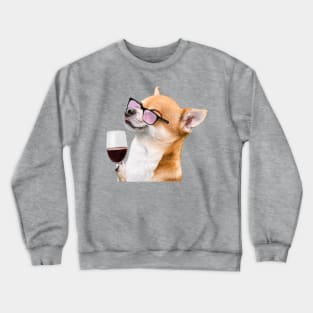 Dog next to wine meme Crewneck Sweatshirt